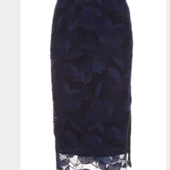 $450 Jason Wu lace black and navy skirt, size 8 - Picture 3 of 7